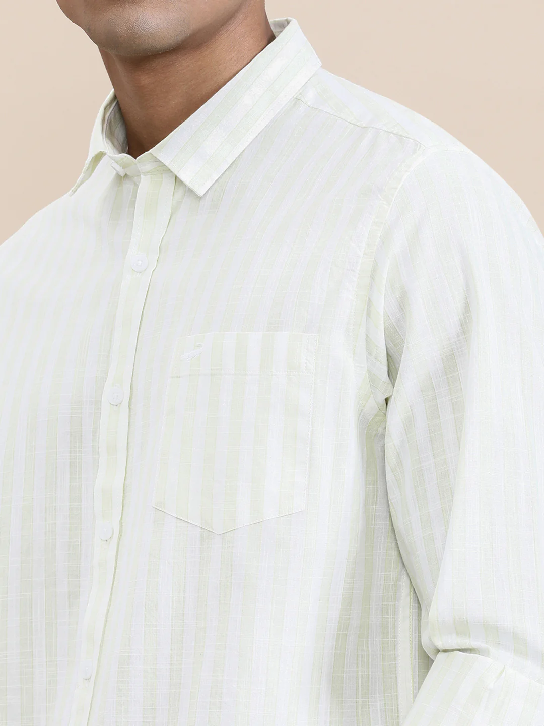 Stripe Textured Comfort Fit Shirt Green