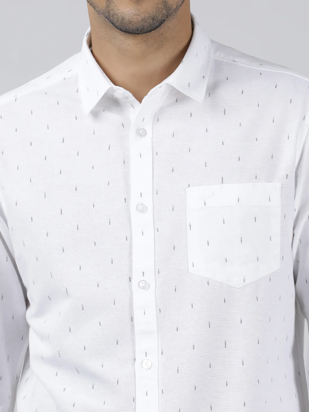 Casual White Printed Full Sleeve 100% Cotton Shirt