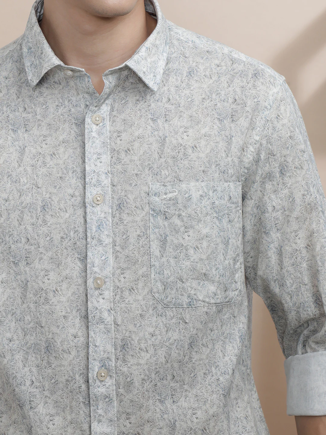 Printed Beige Full Sleeve Casual Shirt