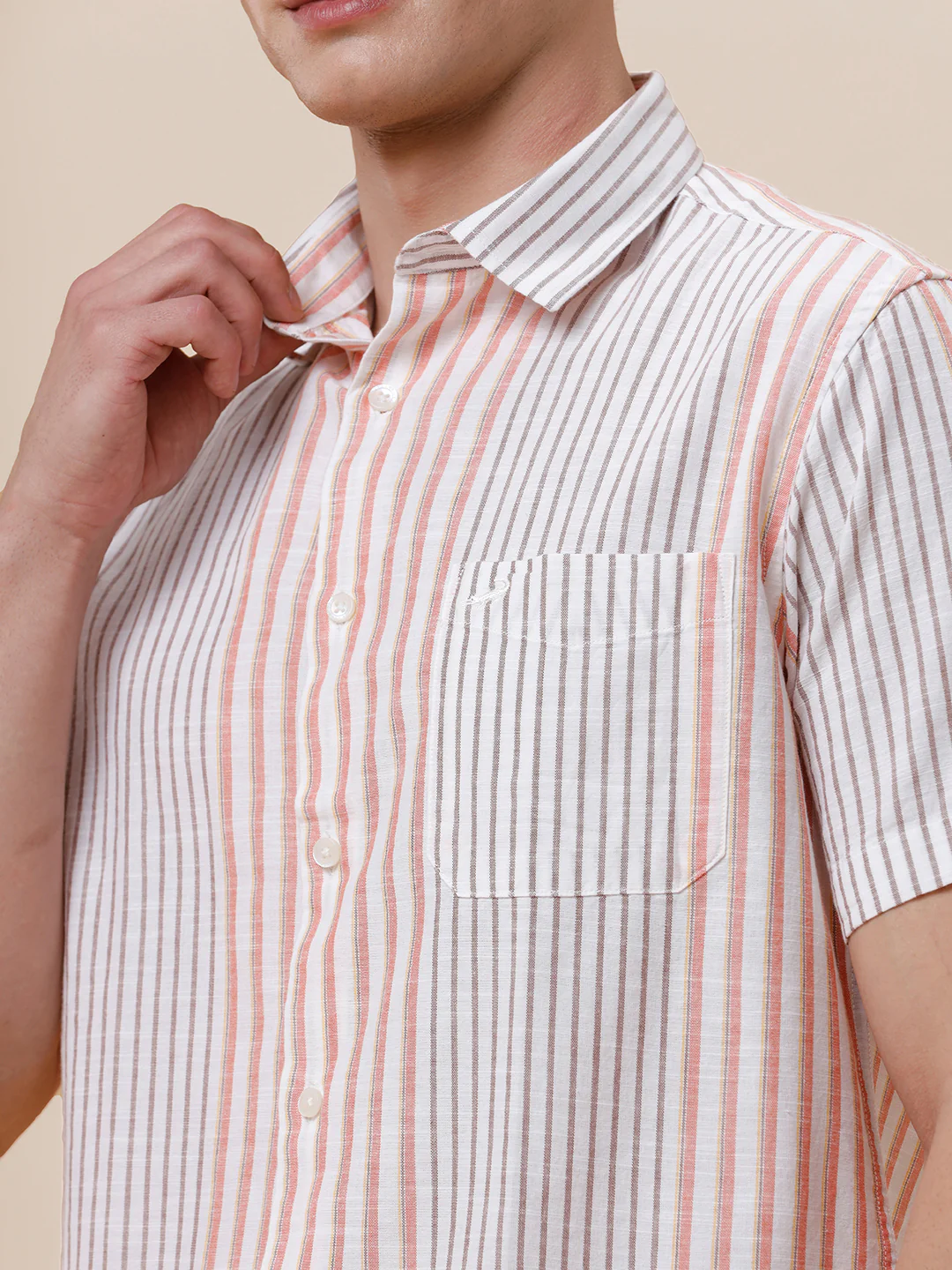 Cotton Textured Stripe White Shirt