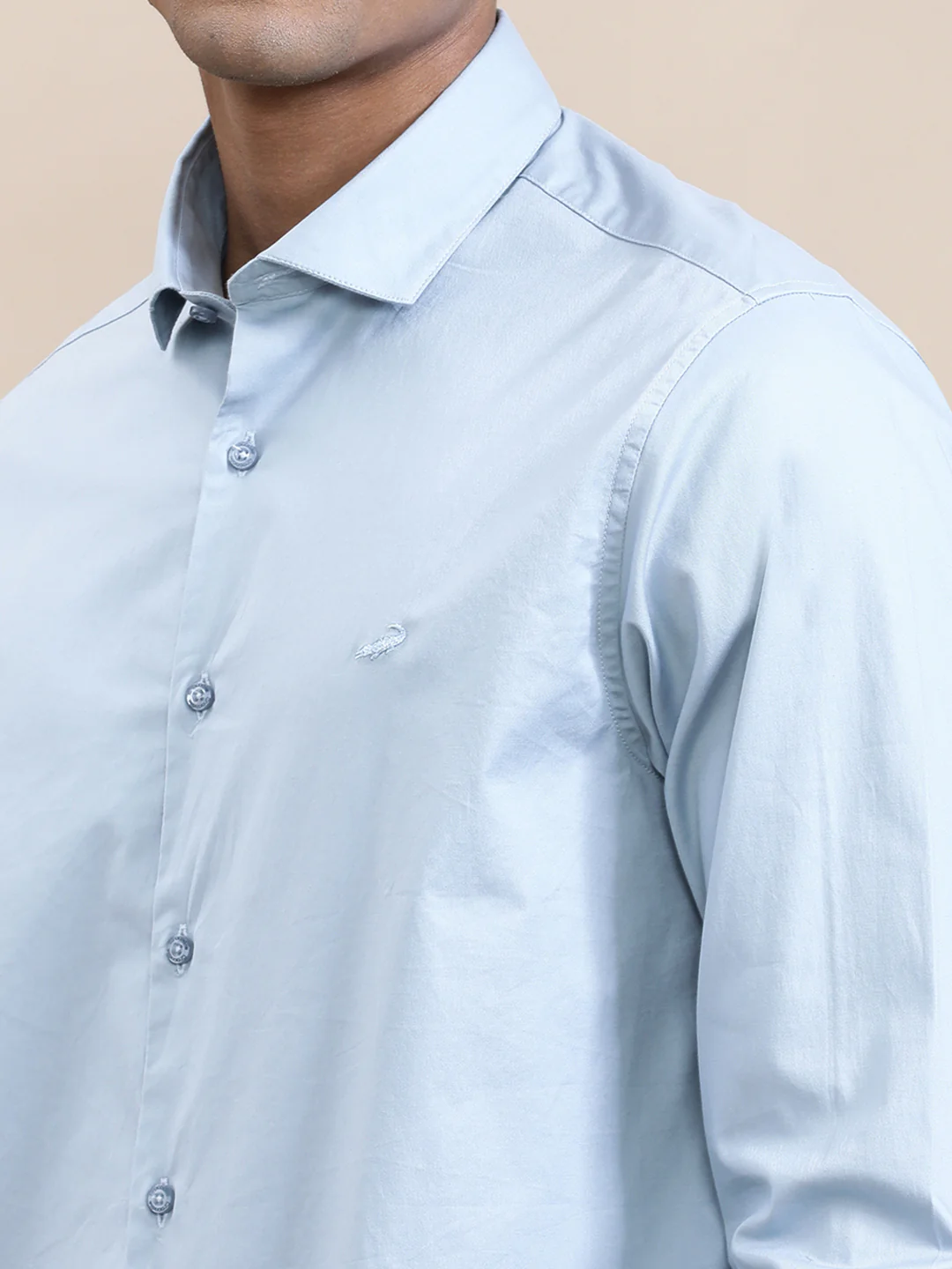 Mercerized Stretch Full Sleeve Shirt Blue