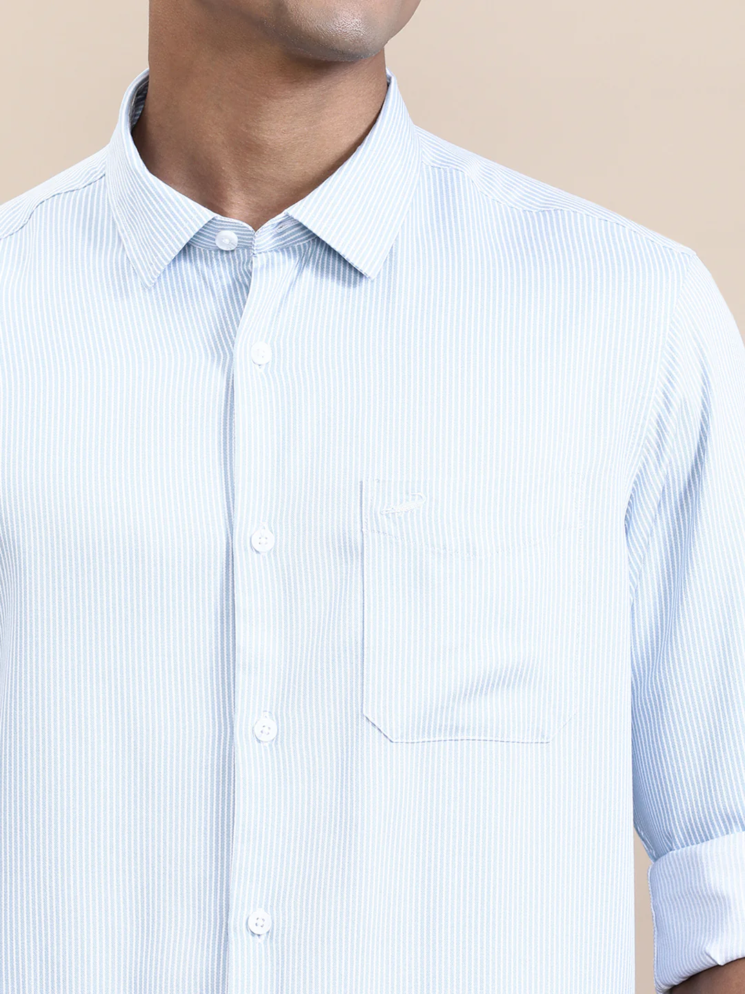 Luxury Soft Blue Stripe Fluid Shirt
