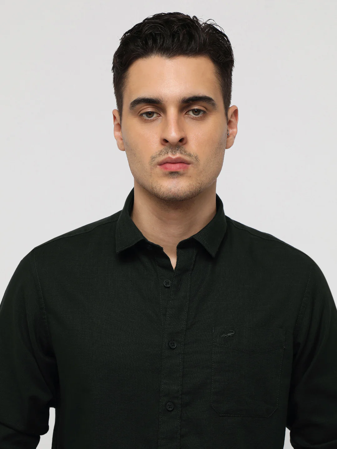 Olive Essential Solid Half Sleeve Shirt