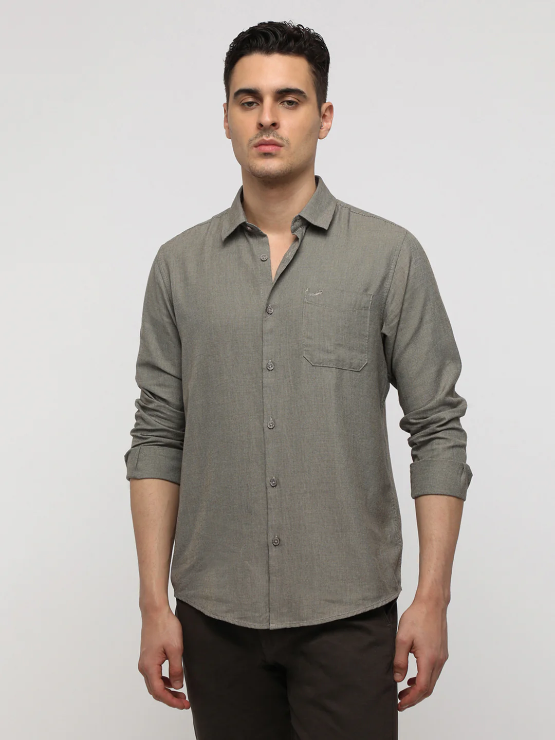 Dual Tone Brown Permium Textured Shirt