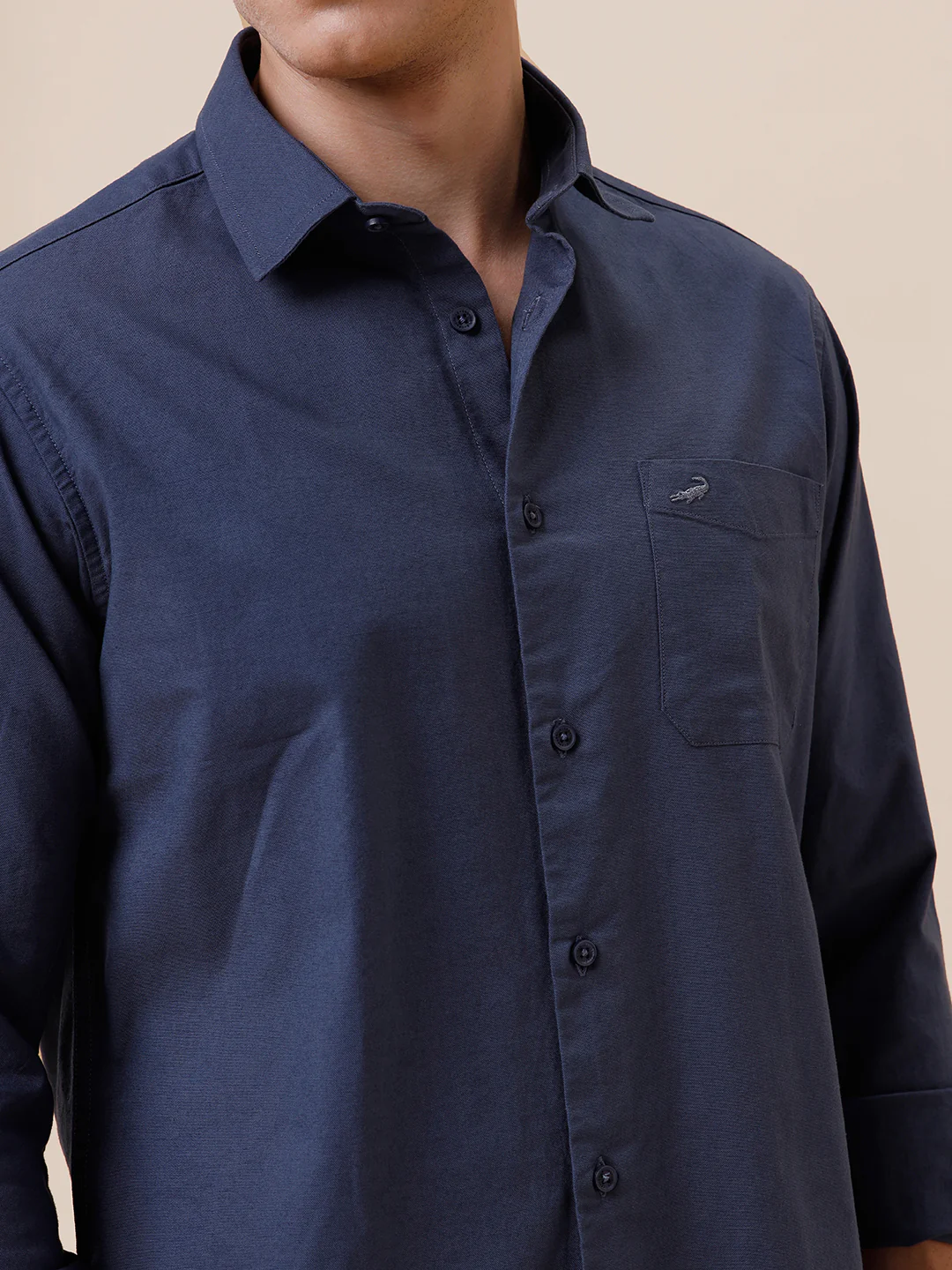 Cotton Stretch Oxford Blue Shirt