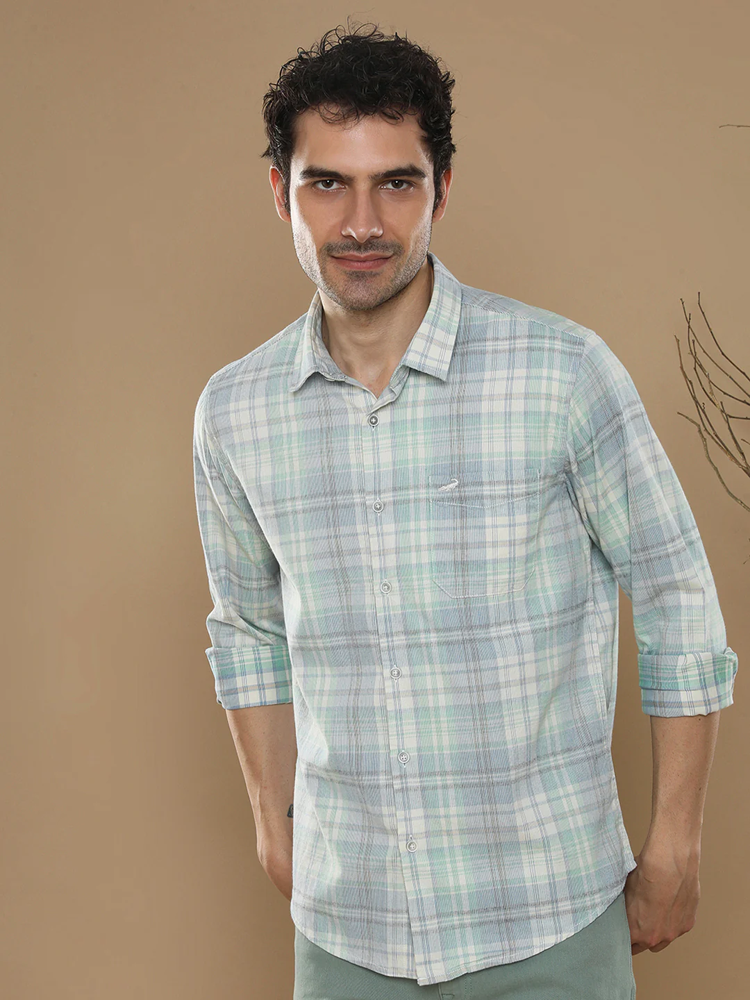 Corded Check Shirt Green