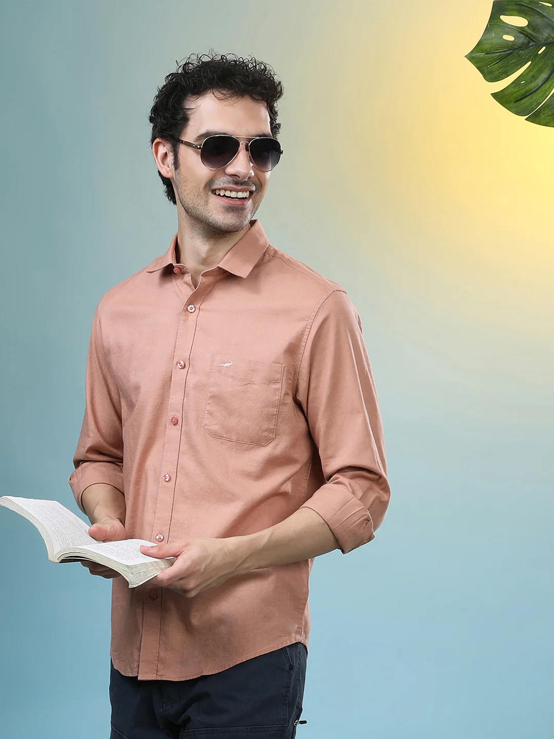 100% Cotton Textured Shirt Rose Tan