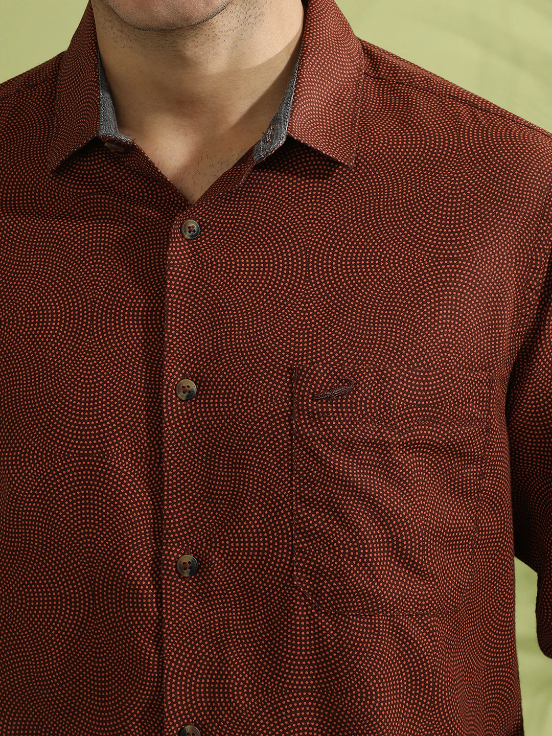 Brown Printed Full Sleeve 100% Cotton Shirt