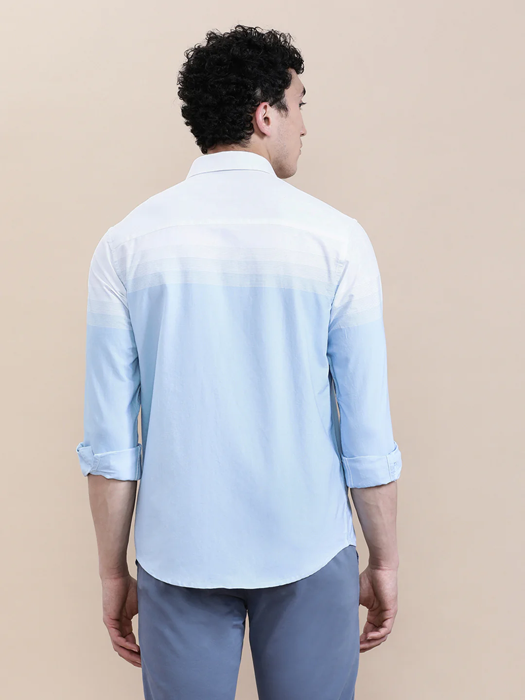 White Engineered Stripe Full Sleeve Shirt