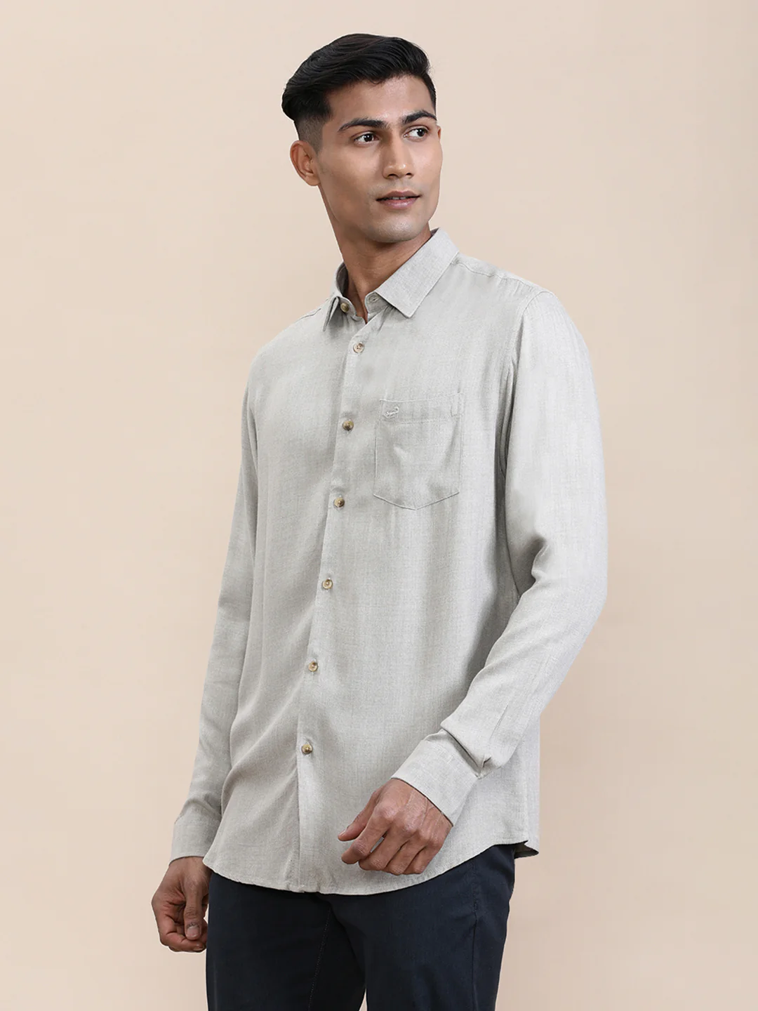 Classic Beige Solid Comfort Shirt