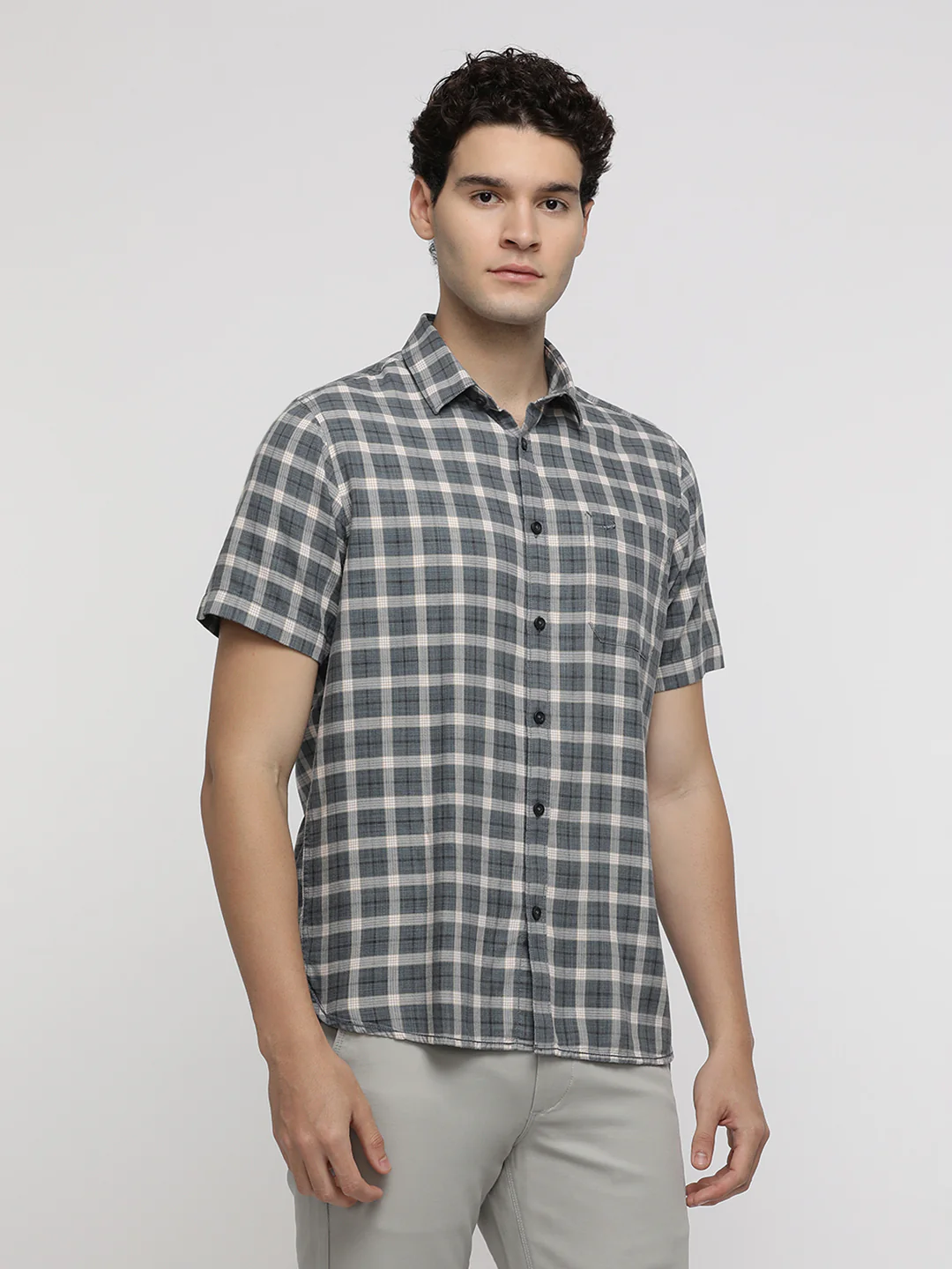 Blue Melange Check Shirt