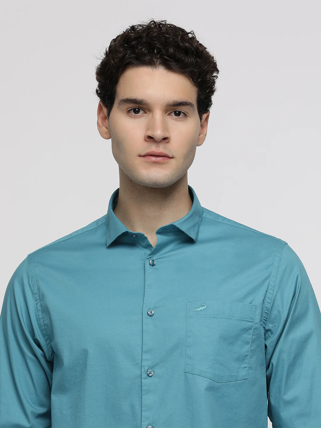 Blue Mercerized Stretch Shirt