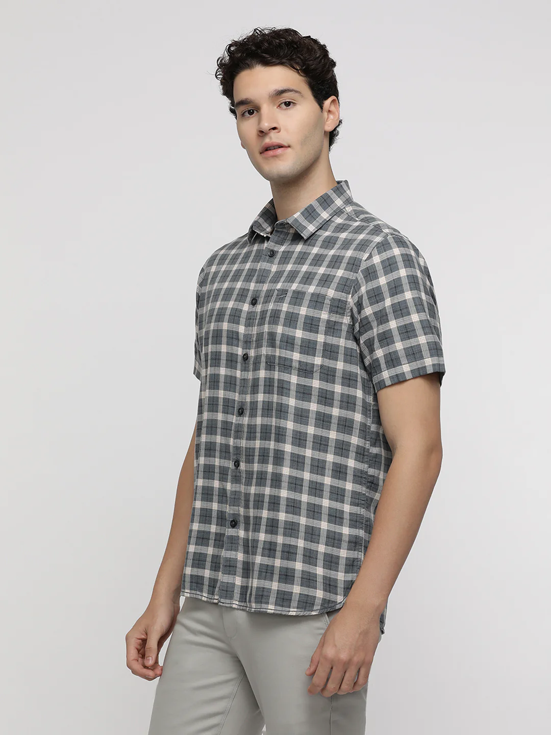 Blue Melange Check Shirt