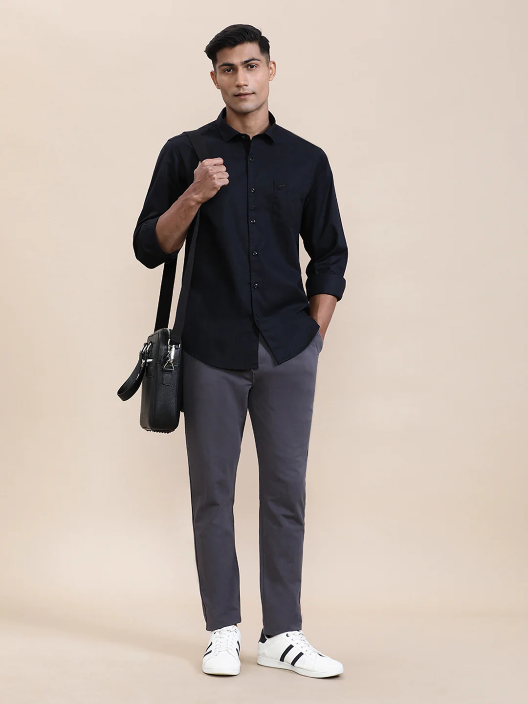 Black Mercerized Lyocell Blend Shirt