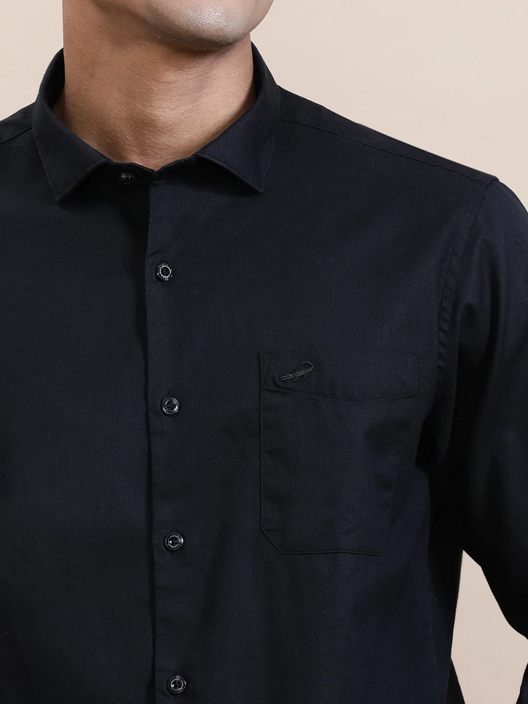 Black Mercerized Lyocell Blend Shirt