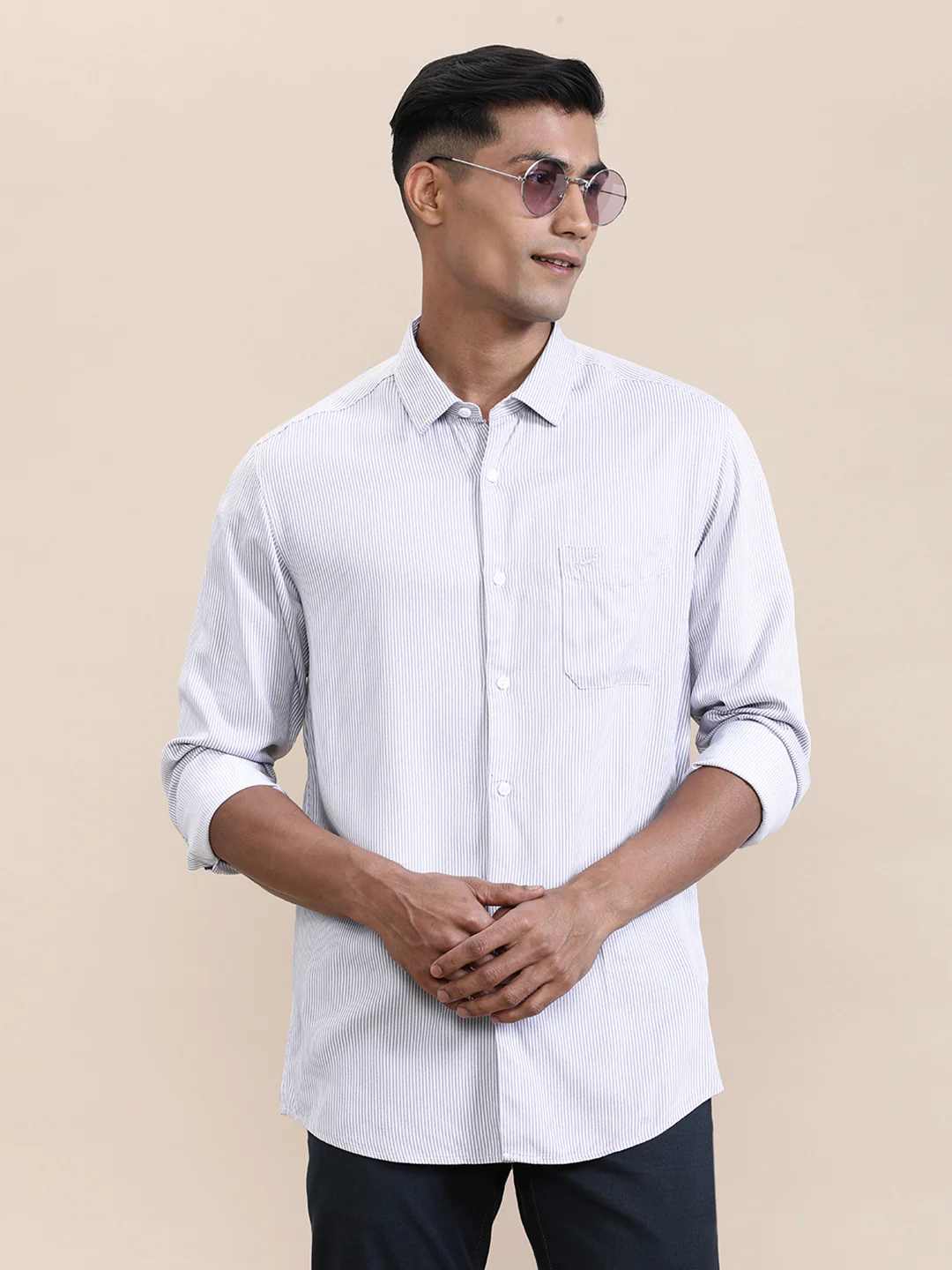 Luxury Soft Purple Stripe Fluid Shirt