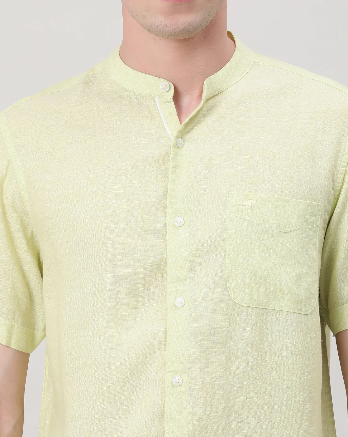 Light Green Solid Half Sleeve Shirt