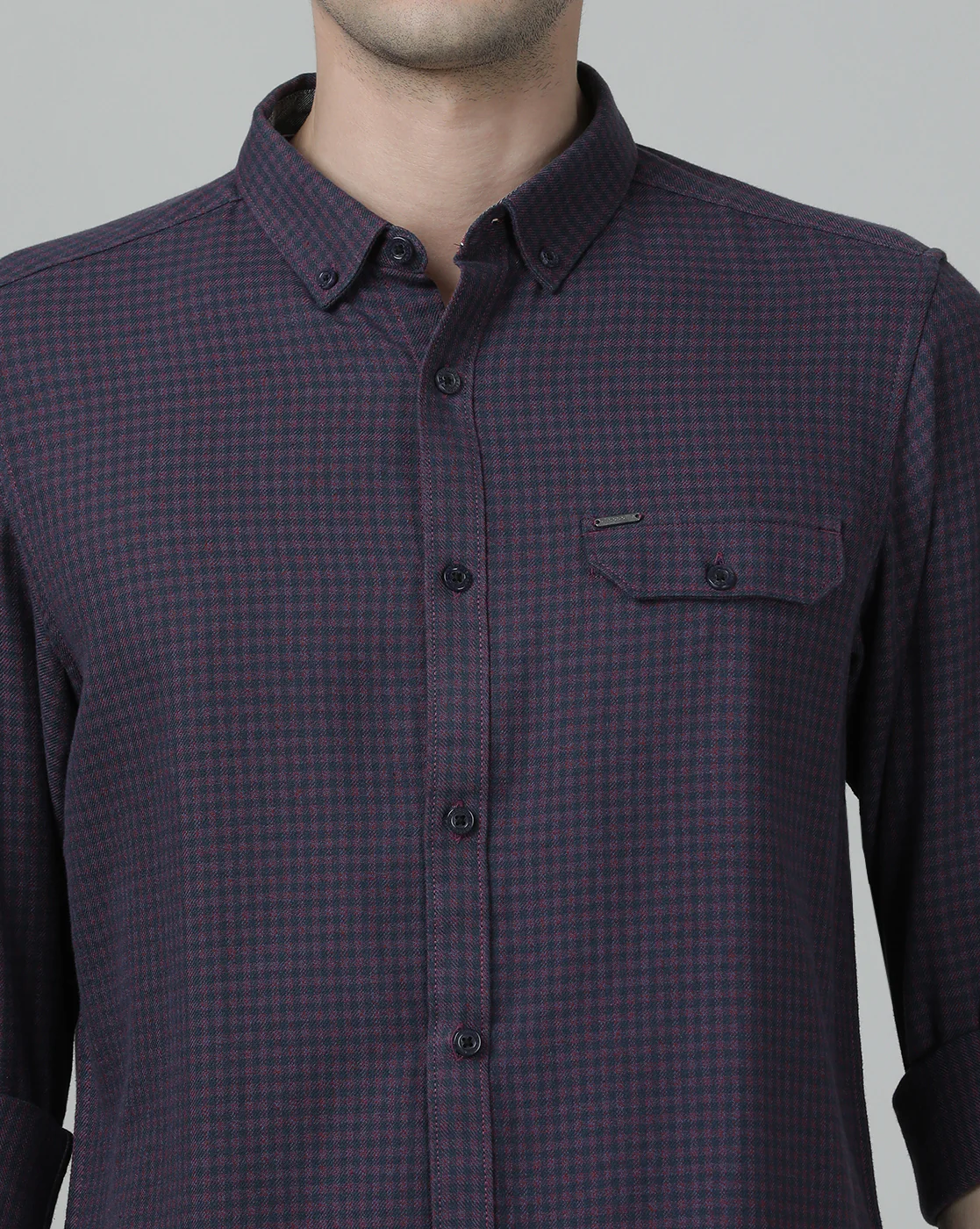 Wine Red Checked Casual Full Sleeve 100% Cotton Shirt