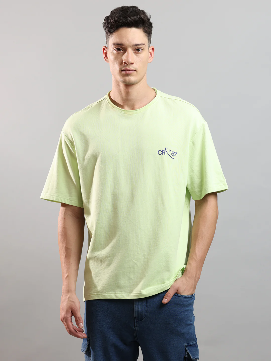 Extended Tall Over Sized Crew In Pastel Green
