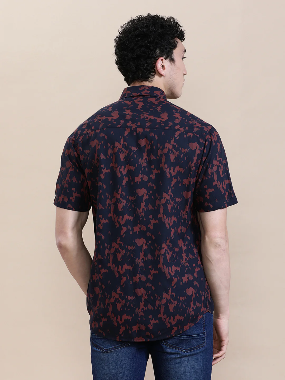 Grunge Printed Fluid Half Sleeve Shirt
