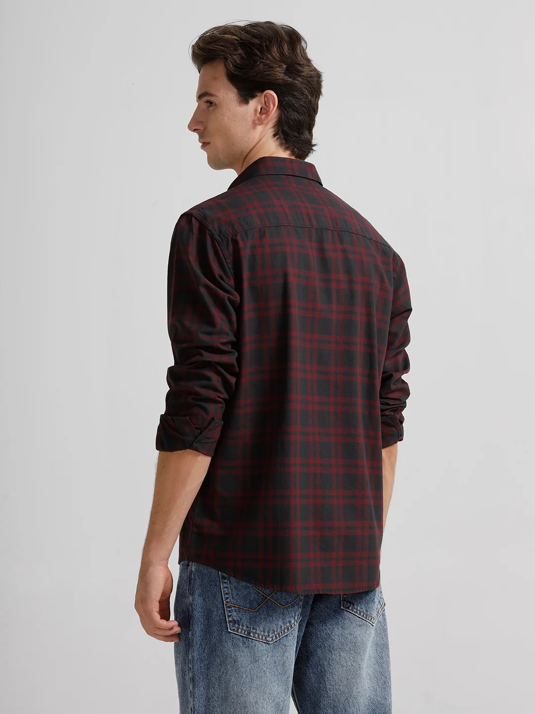 100% Cotton Muted Checks Red Shirt