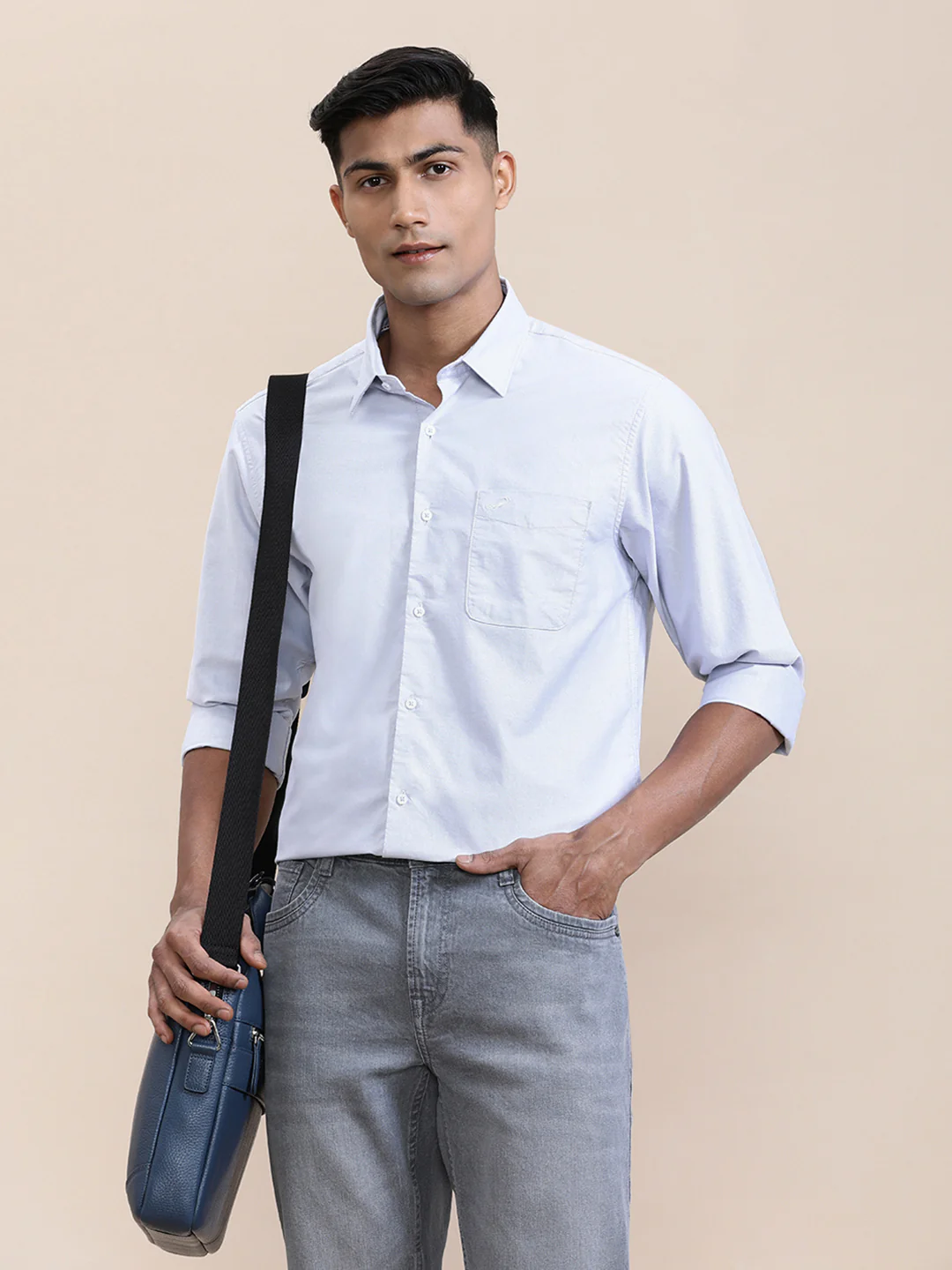 Premium Perma-Finish Oxford Full Sleeve Shirt Grey