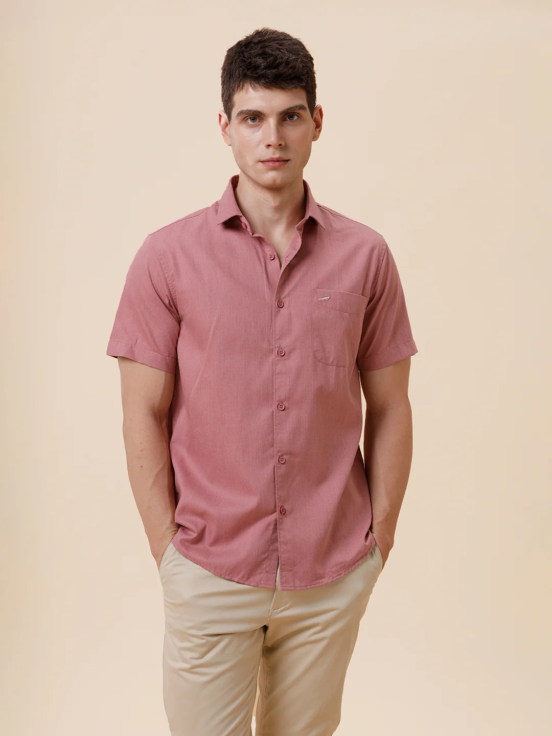 Melange Look Plain Shirt