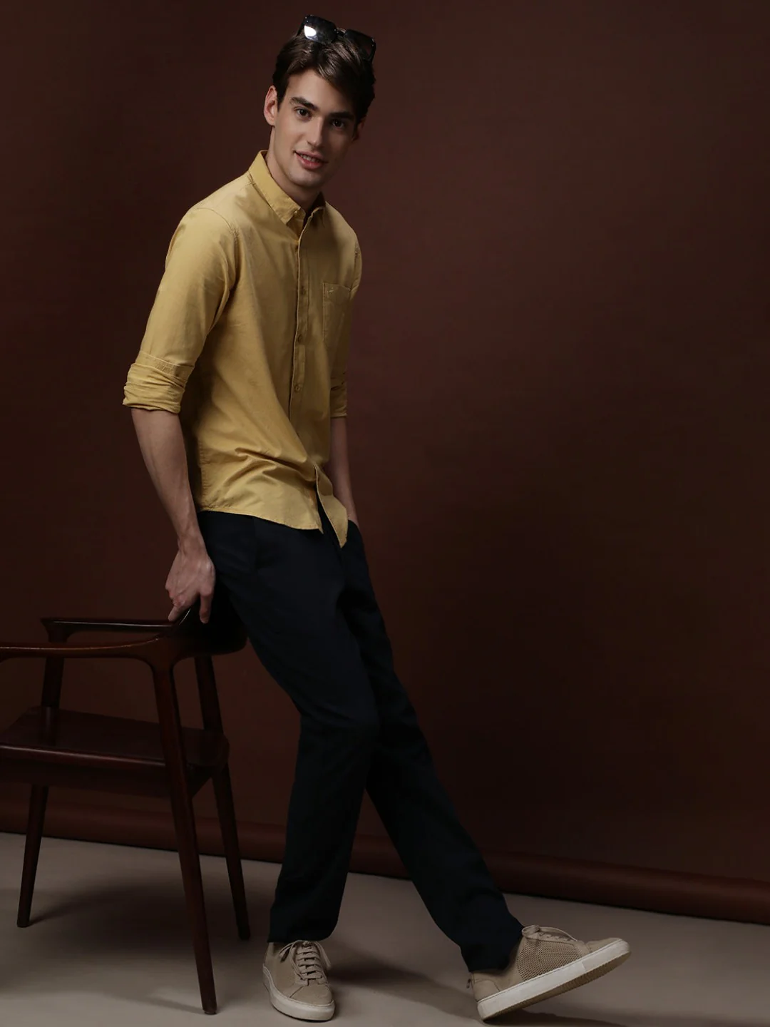 Mustard Yellow Solid Full Sleeve 100% Cotton Shirt