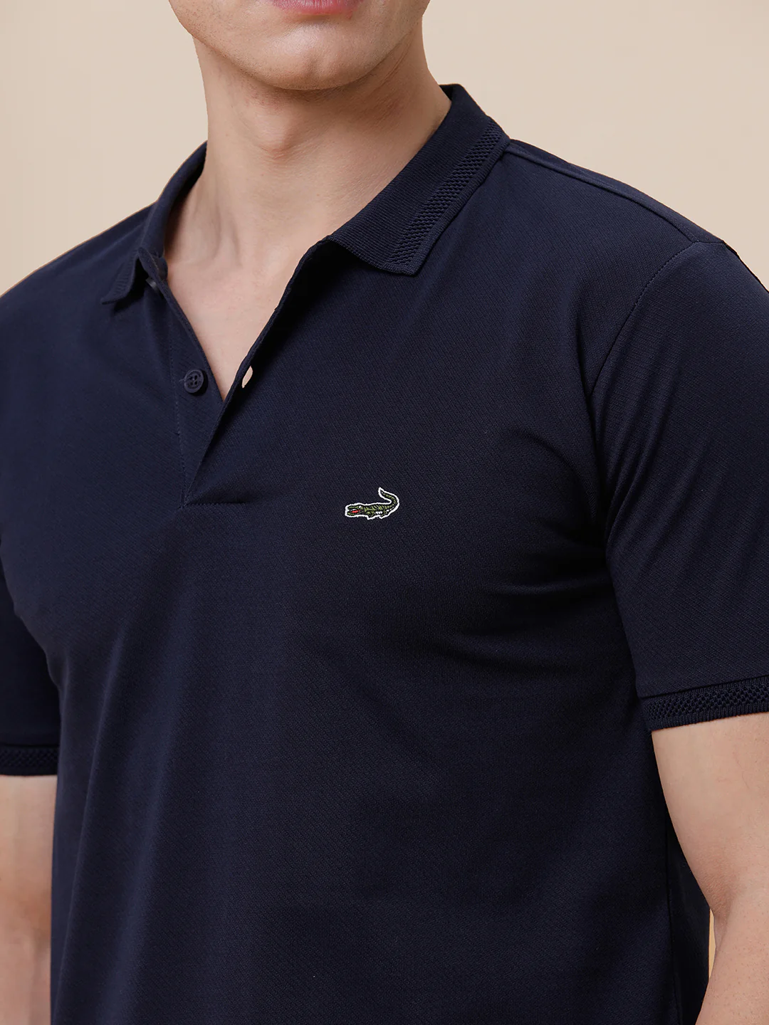 Solid Half Sleeve Casual Navy Polo T-Shirt