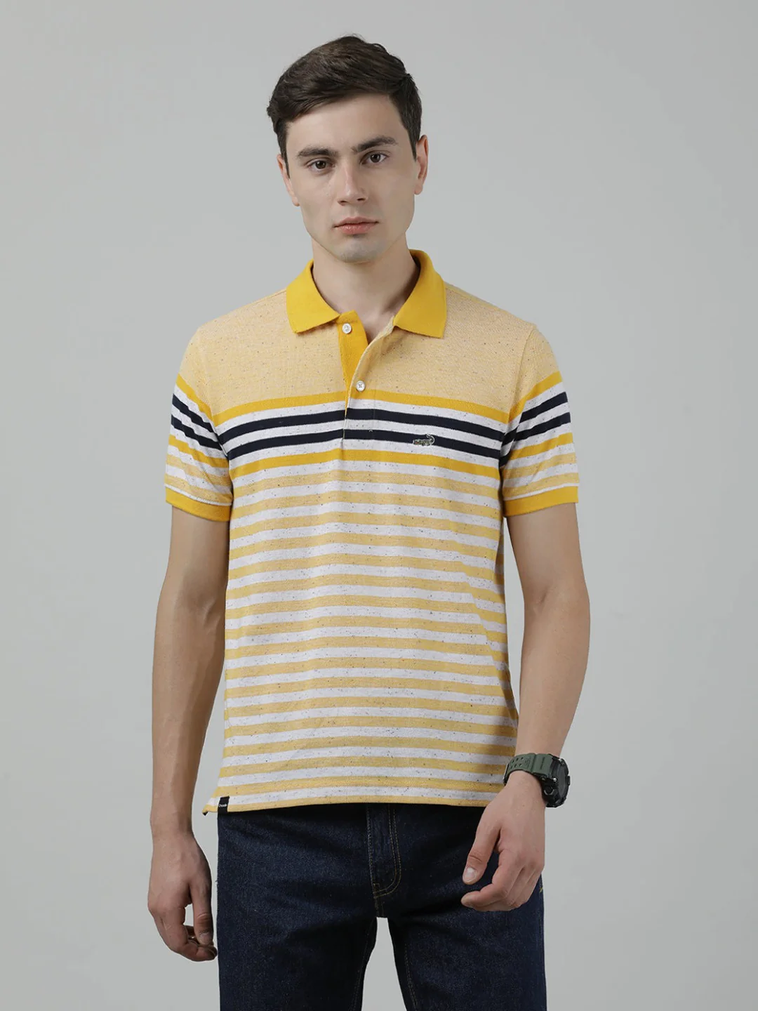 Yellow Striped Polo T-Shirt