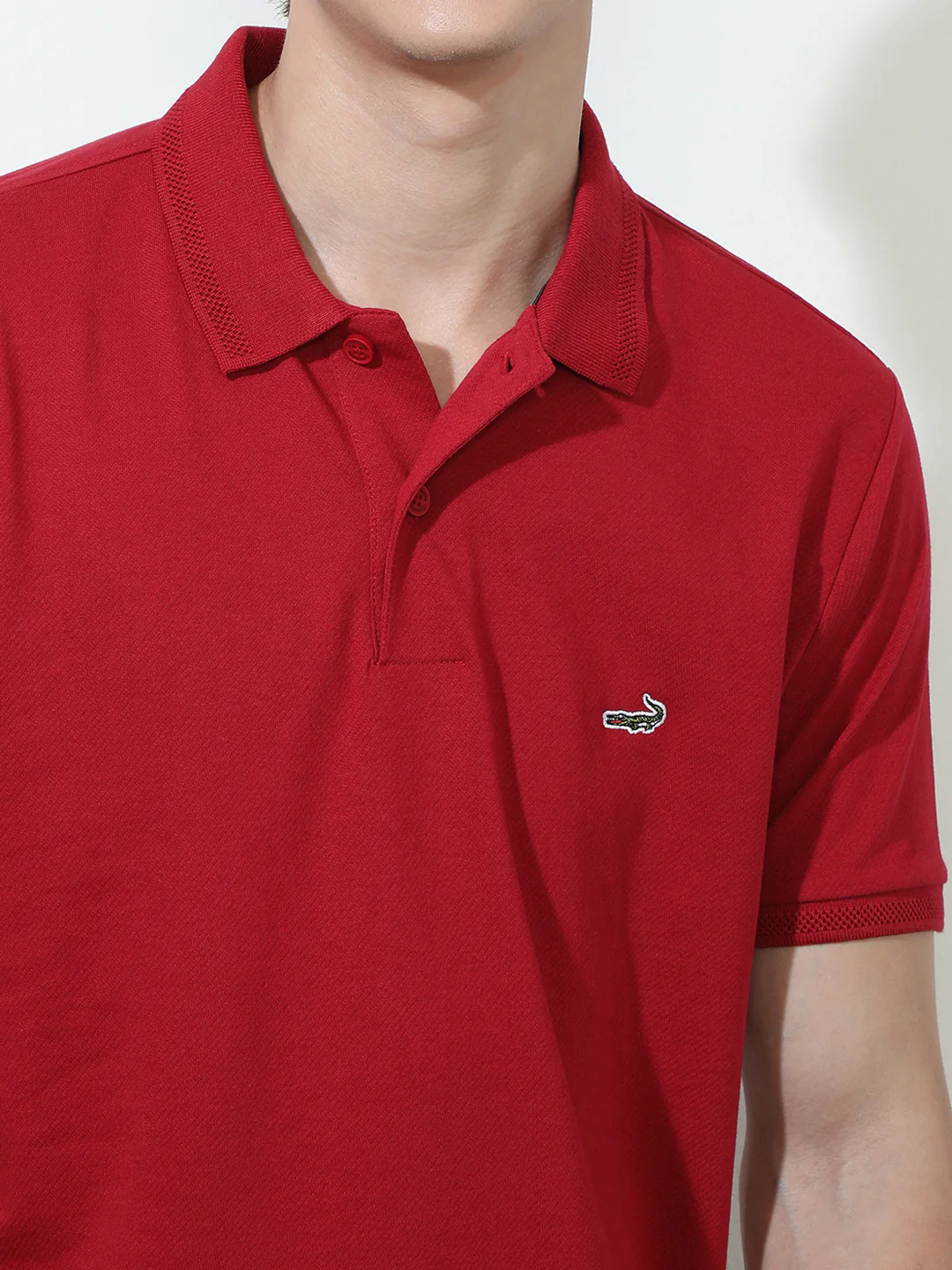 Red Solid Half Sleeve Casual Polo T-Shirt