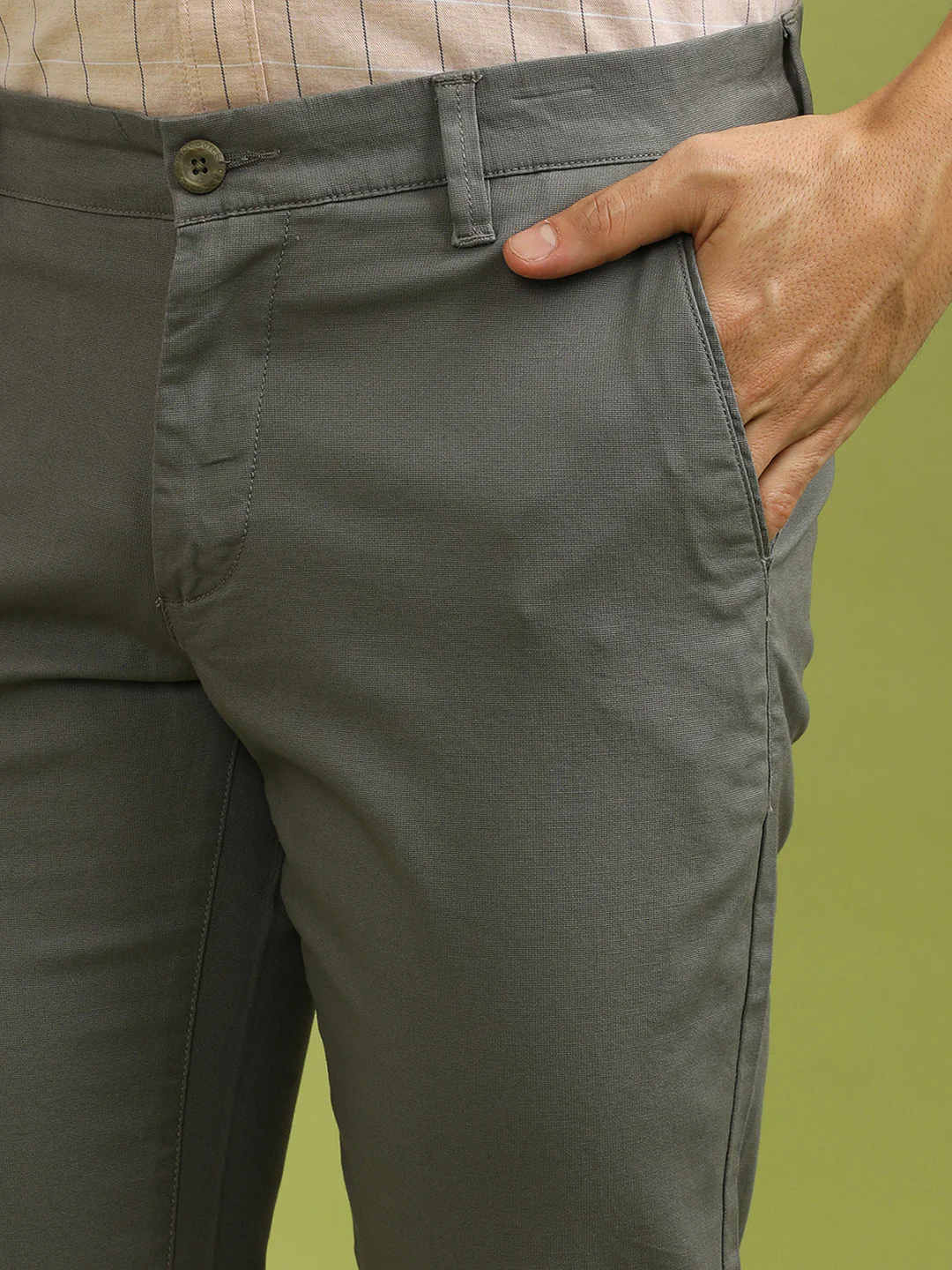 Dark Grey Solid Casual Slim Fit Trouser