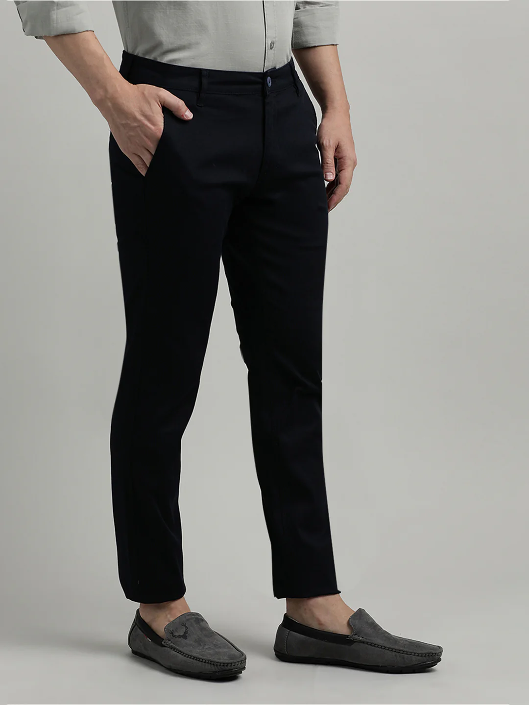 Navy Solid Trim Fit Trouser
