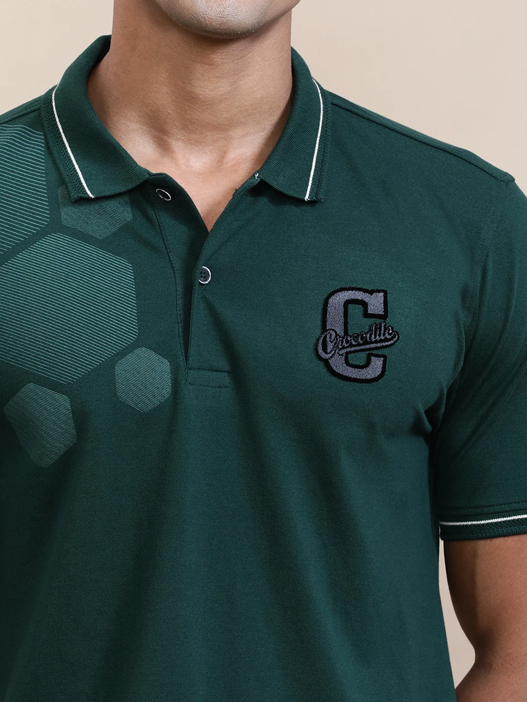 Chenille Embroidery Lycra Slim Fit Polo