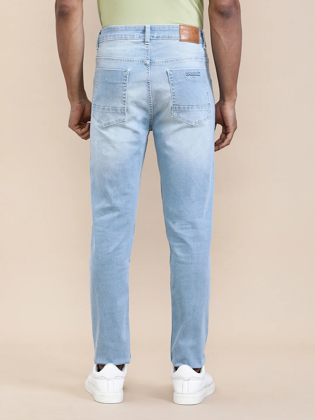 Ice Washed Light Blue Slim Tapered Jeans