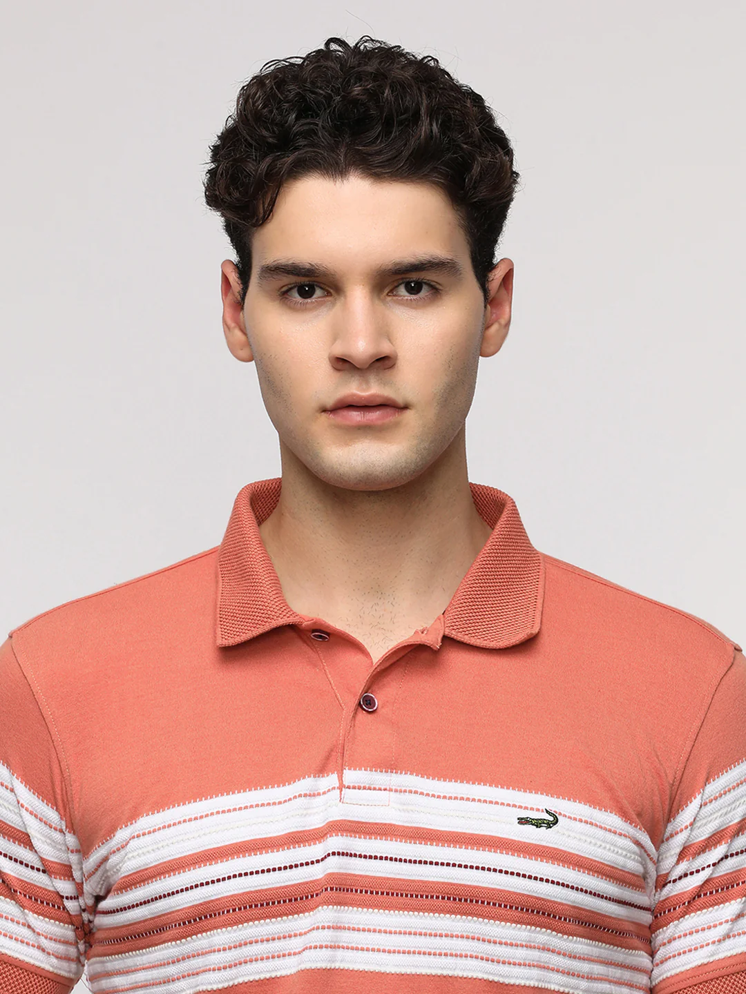 Engineered Striped Red/White Slim T-Shirt with Cotton Poly Blend