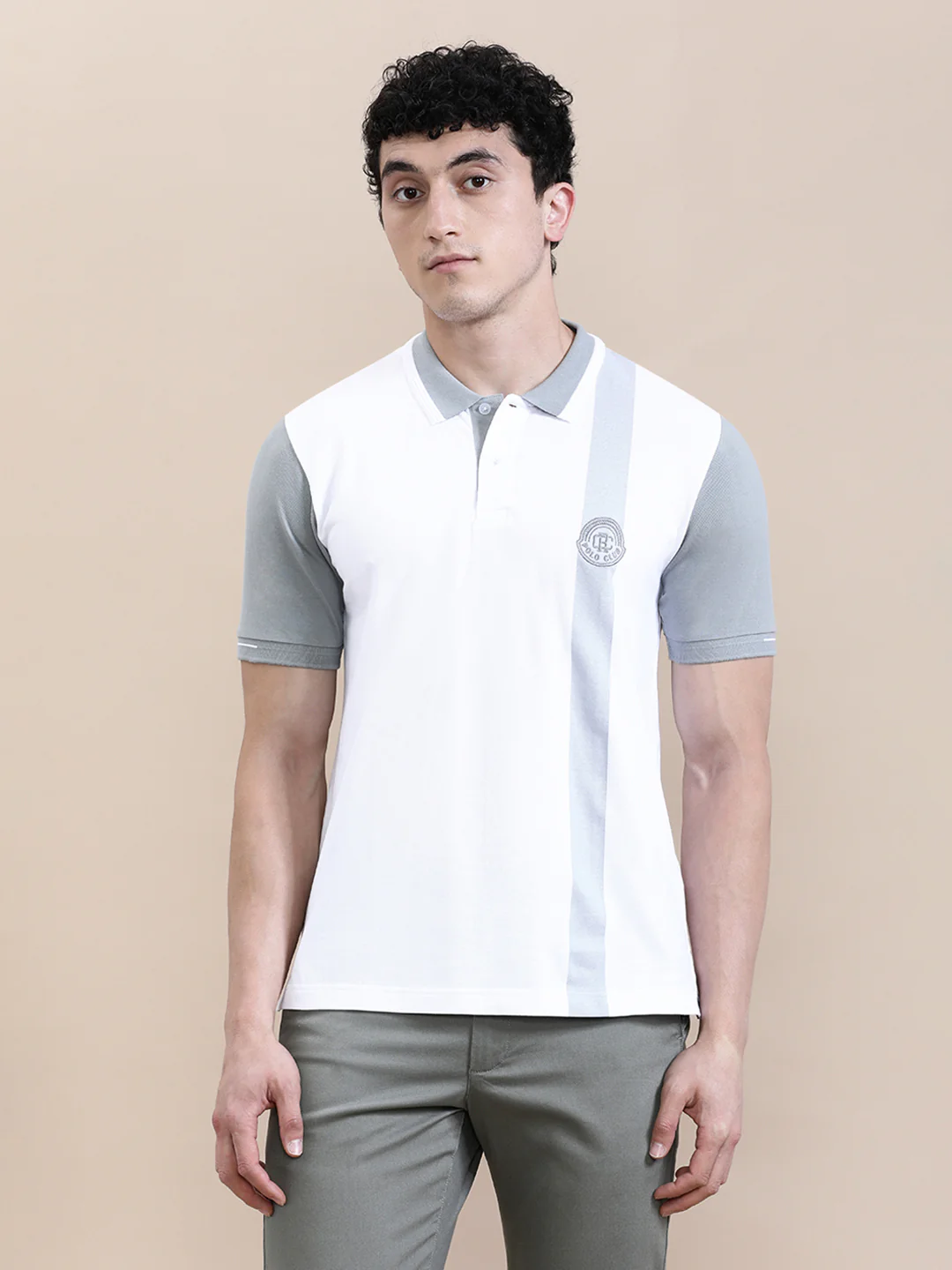 Panel Print Polo with Cheese Embroidery