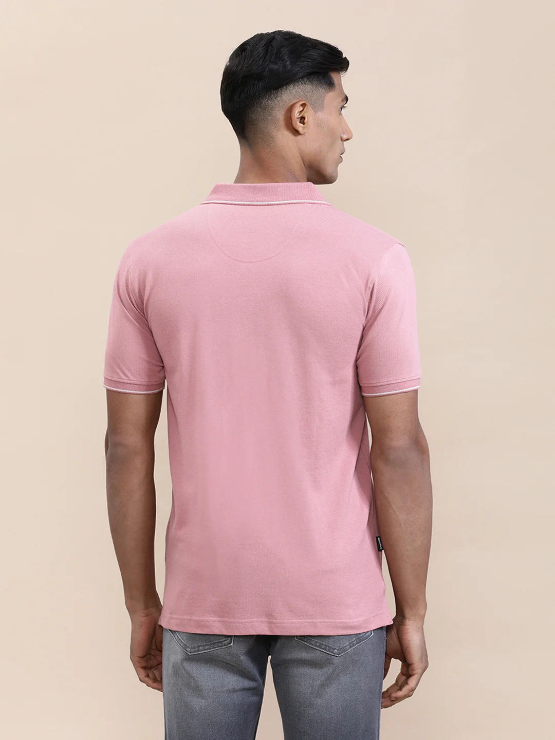 Chest Diamond Panel Print Slim Fit Polo Pink