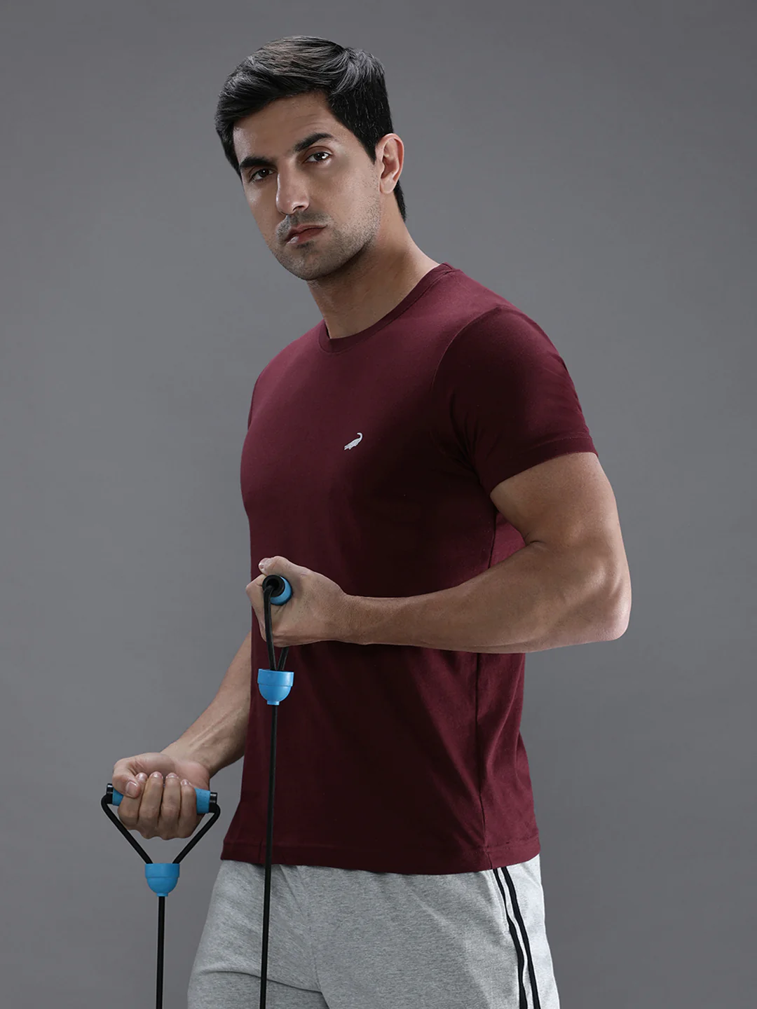 Solid Casual T-Shirt Wine Red