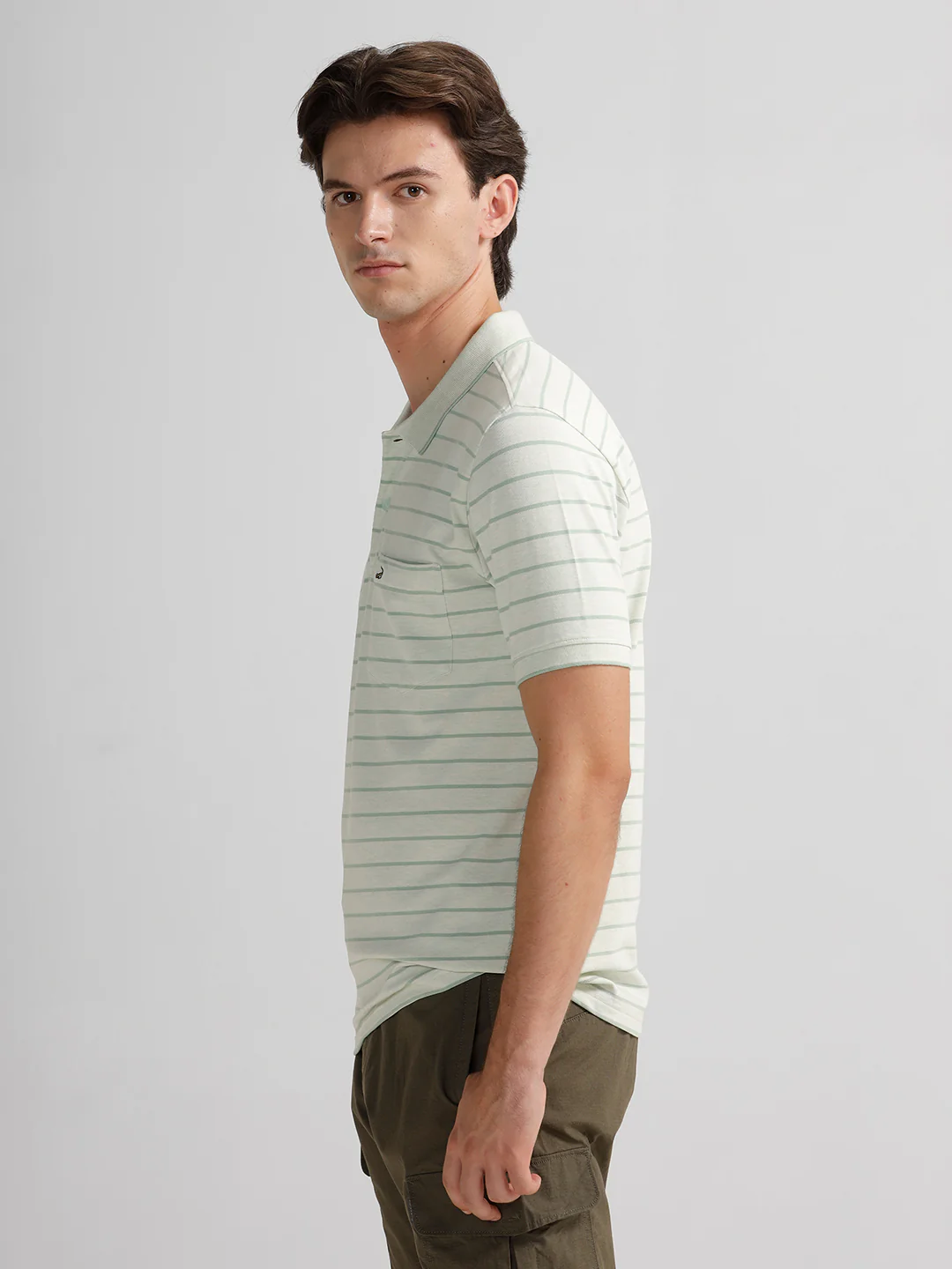 Slim Fit Striper Green Polo T-Shirt