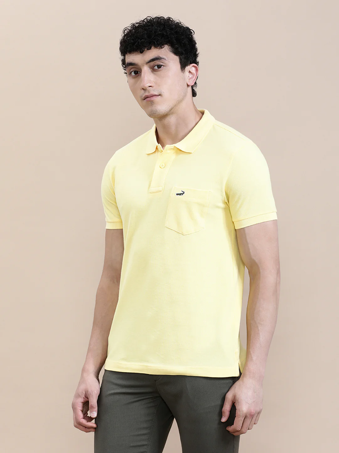 Yellow Solid Polo T-Shirt with Pocket