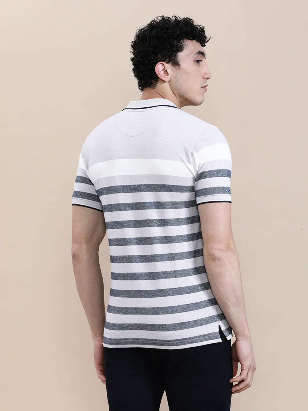 Birdseye Eng Stripe Slim Fit Polo