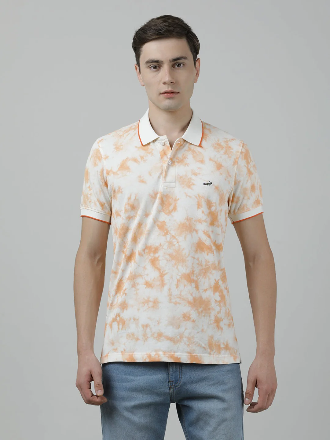 Orange Tie and Dye Polo T-Shirt