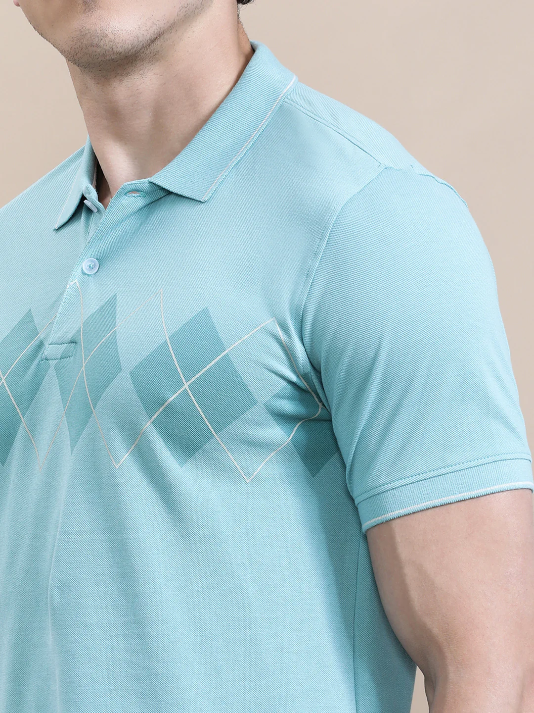 Chest Diamond Panel Print Slim Fit Polo