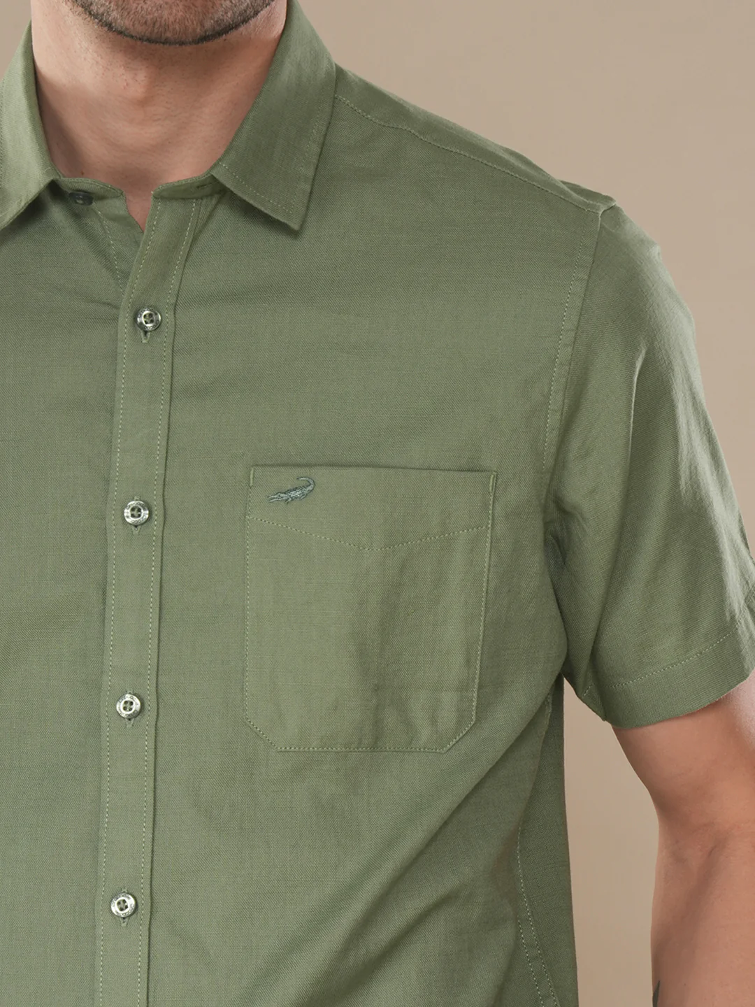 100% Cotton Textured Shirt Green