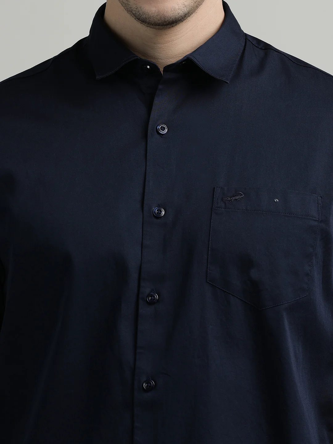 Navy Solid Full Sleeve Casual Shirt