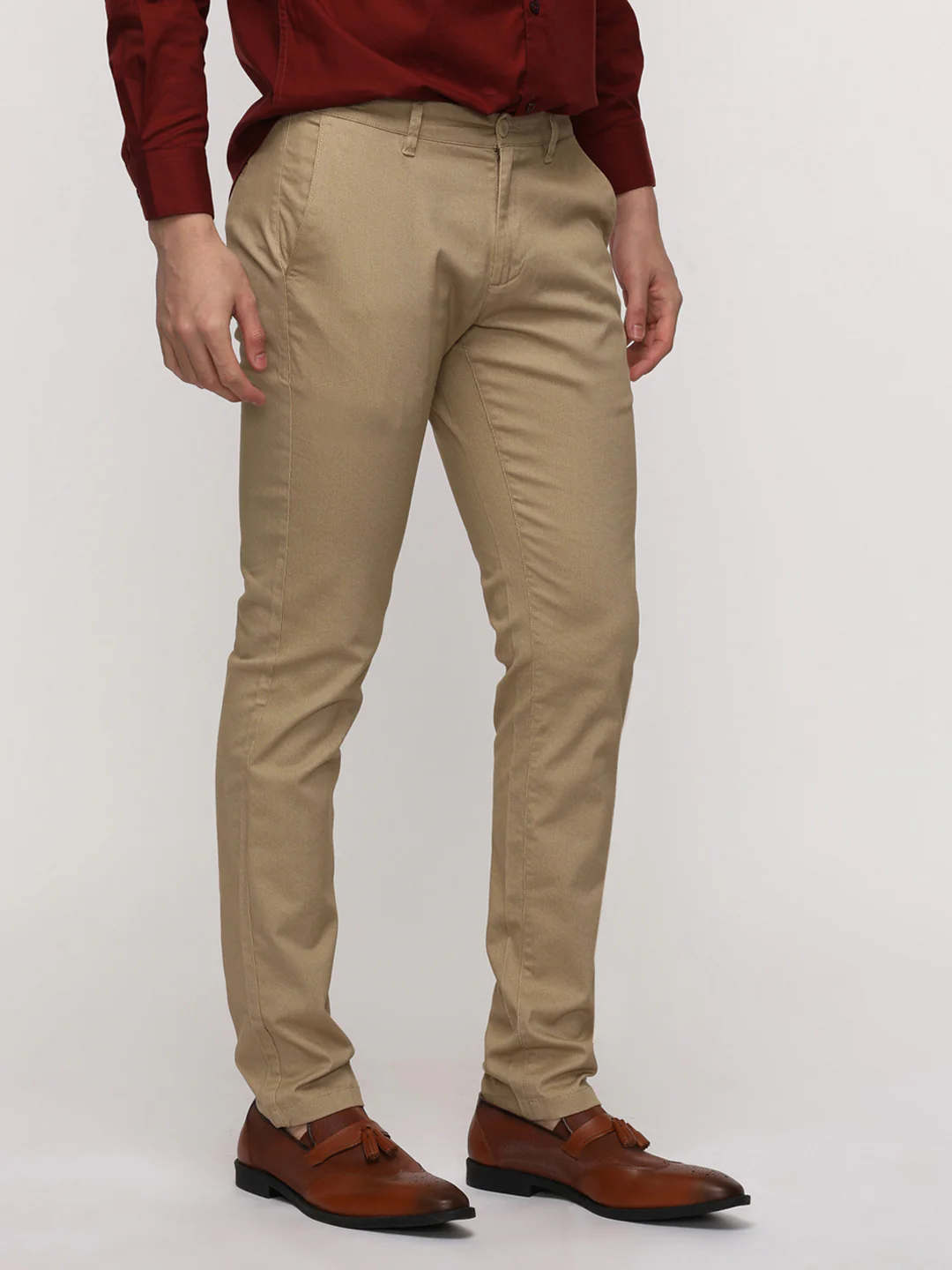 Beige Printed Soft Touch Stretch Trouser