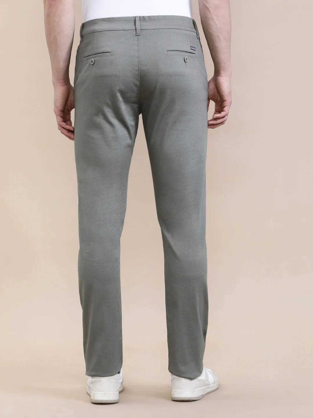 Textured Stretch Green Slim Fit Pants