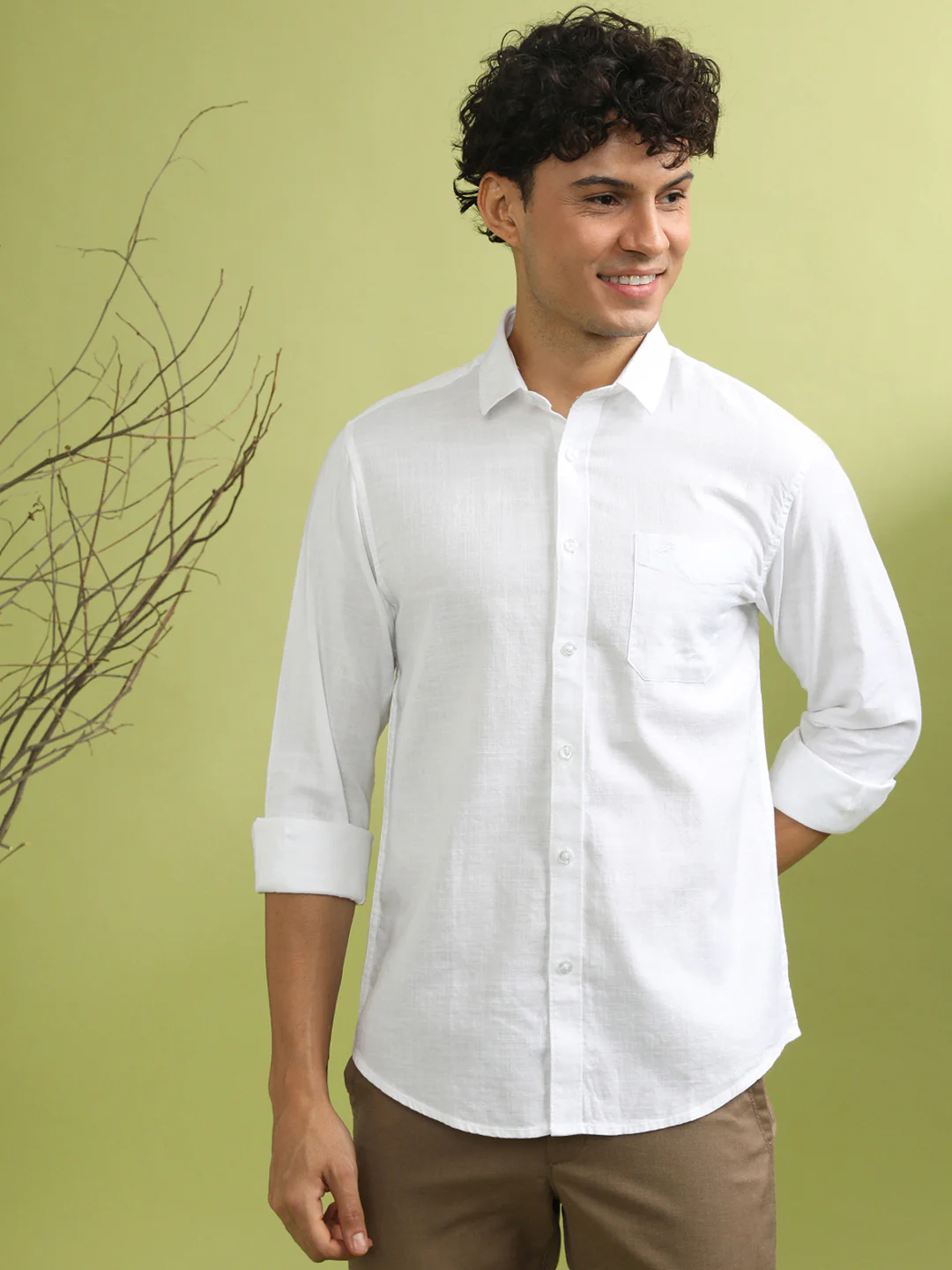 100% Cotton Textured Casual Shirt White