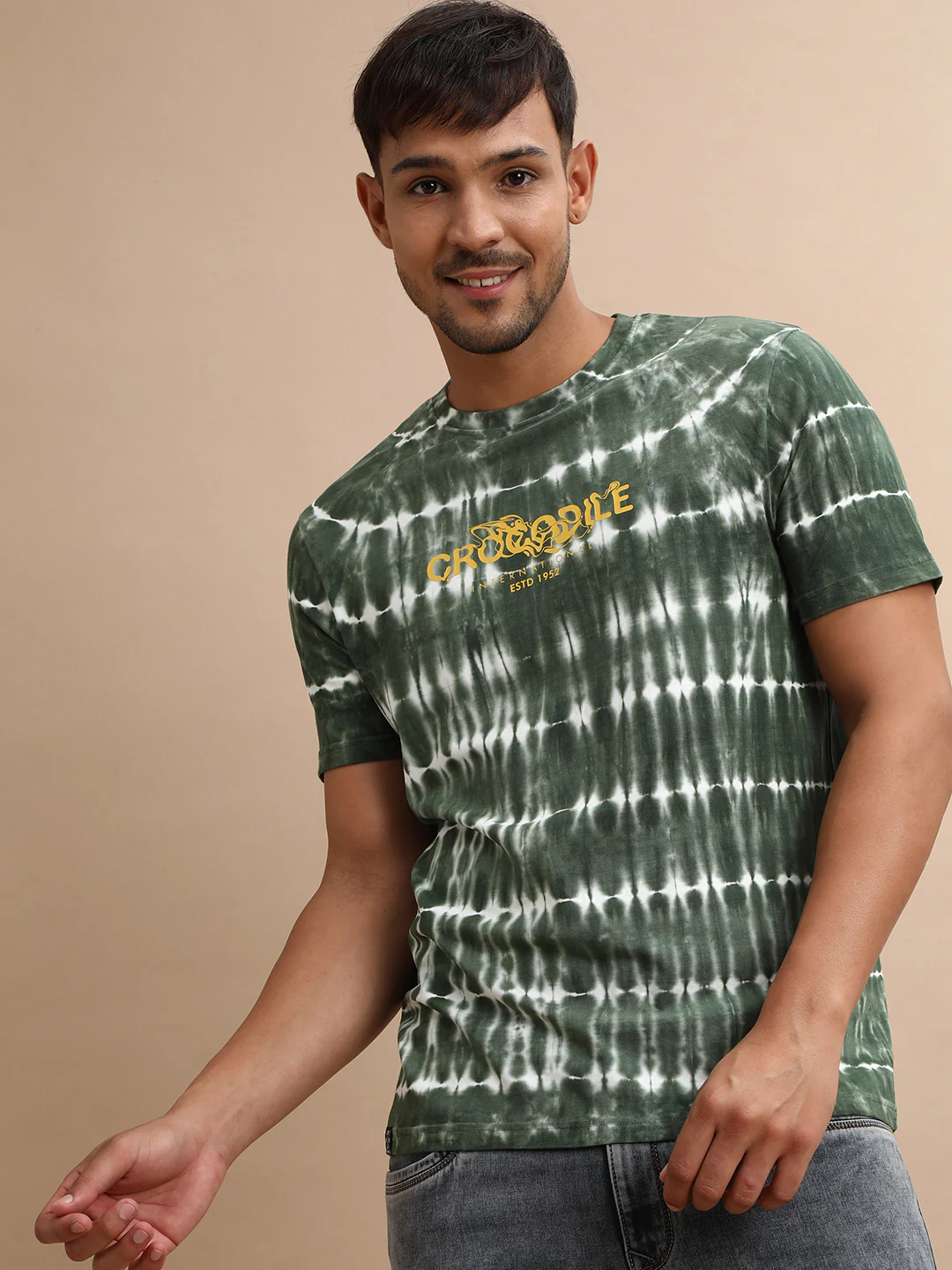Kombu Green Tie and Dye Slim Fit T-Shirt